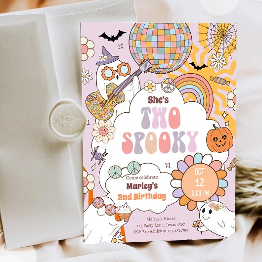 Zwei Spooky Retro Halloween Mädchen am zweiten Geb Einladung