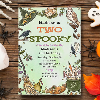 Zwei Spooky Witwen Halloween 2. Geburtstag Einladu Einladung