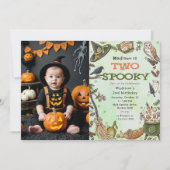 Zwei Spooky Witwen Halloween 2. Geburtstag Foto Einladung (Vorderseite)