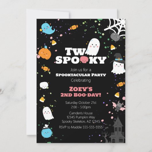 Zwei Spooky zum Geburtstag Einladung (Vorderseite)