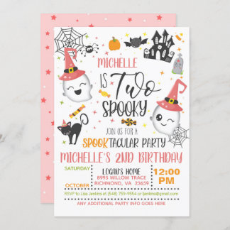Zwei Spooky zum Geburtstag Einladung - Mädchen wei