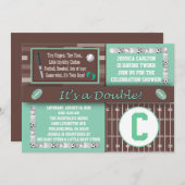 ZWEI-Sport-Baby-Dusche Einladungen Grün (Vorne/Hinten)