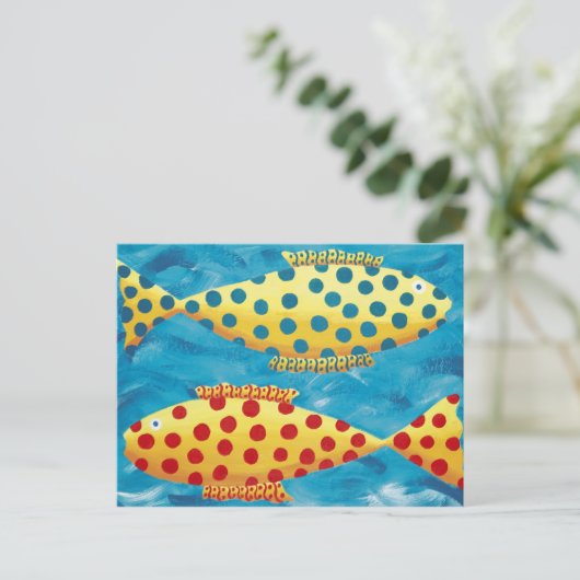 Zwei Spotty Fish Gemälde Postkarte (Stehend Vorderseite)