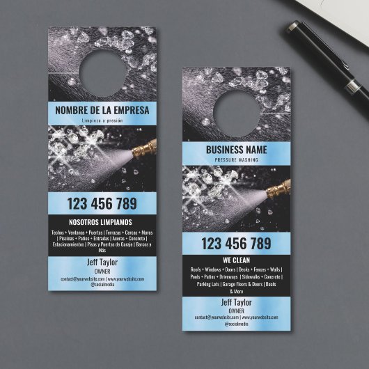 Zwei Sprachen Druck waschen Power Waschabdeckung Türanhänger