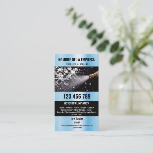 Zwei Sprachen Druck waschen Power Waschabdeckung Visitenkarte (Stehend Vorderseite)