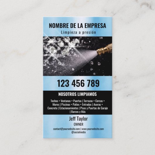 Zwei Sprachen Druck waschen Power Waschabdeckung Visitenkarte (Vorderseite)