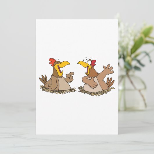 Zwei sprechende Hühner Einladung (Stehend Vorderseite)