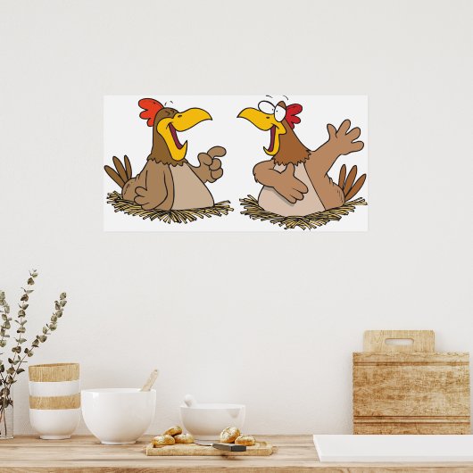Zwei sprechende Hühner Poster (Küche)