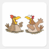 Zwei sprechende Hühner-Quadrat-Aufkleber Quadratischer Aufkleber (Vorderseite)