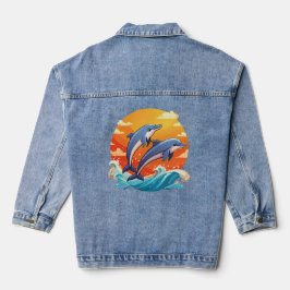 Zwei springende Cartoon-Delfine Jeansjacke