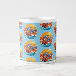 Zwei springende Cartoon-Delfine Jumbo-Tasse