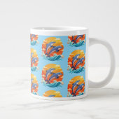 Zwei springende Cartoon-Delfine Jumbo-Tasse (Rechts)