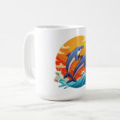 Zwei springende Cartoon-Delfine Kaffeetasse (Vorderseite Links)