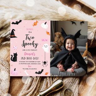 Zwei Spuk-Halloween-Geburtstagsfoto Einladung