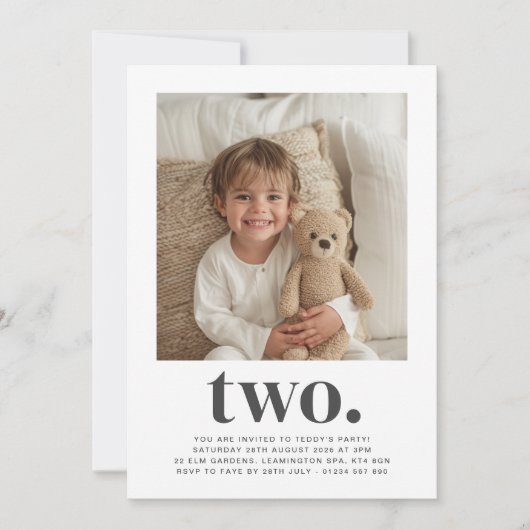 Zwei - Square Foto Geburtstag Einladung (Vorderseite)