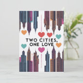 Zwei Städte mit einer Liebe Einladung (Stehend Vorderseite)