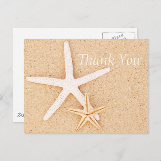 Zwei Starfish am Strand Danke Postcard Postkarte (Vorne/Hinten)