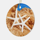 Zwei Starfish am Strand Keramik Ornament (Links)