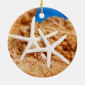 Zwei Starfish am Strand Keramik Ornament (Hinten)