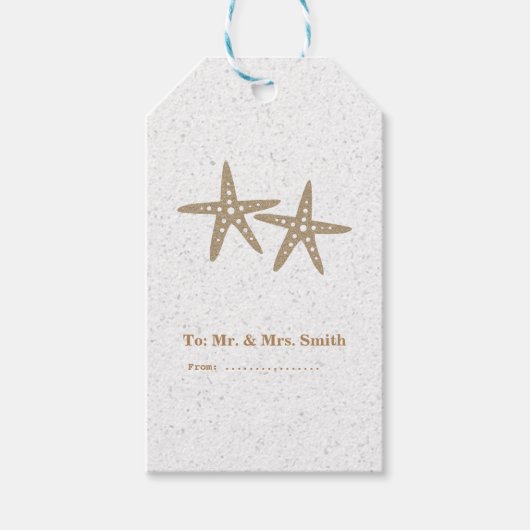 Zwei Starfish Beach Brautparty Hochzeitsmarken Geschenkanhänger (Vorderseite)