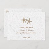 Zwei Starfish Beach Hochzeitkarte Save the Date Ankündigungspostkarte (Vorne/Hinten)