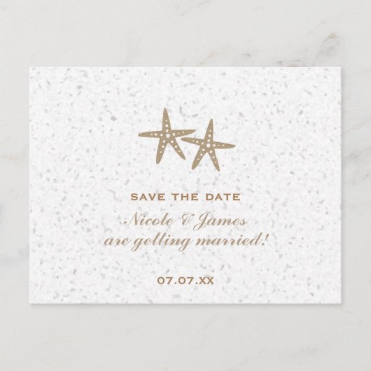 Zwei Starfish Beach Hochzeitkarte Save the Date Ankündigungspostkarte (Vorderseite)