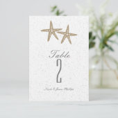 Zwei Starfish Beach Wedding Bridal Tischnummer (Stehend Vorderseite)