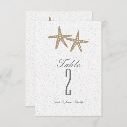 Zwei Starfish Beach Wedding Bridal Tischnummer (Vorne/Hinten)
