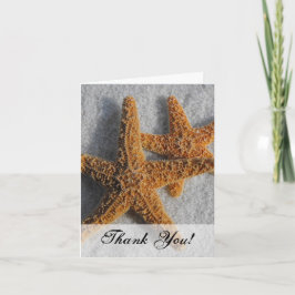 Zwei Starfish im Sand, Hochzeit am Strand Dankeskarte