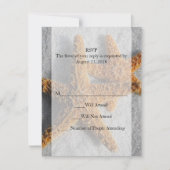 Zwei Starfish im Sand, Hochzeit am Strand RSVP Karte (Vorderseite)