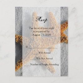 Zwei Starfish & Sand, Beach Wedding UAWG Repair Ca Einladungspostkarte