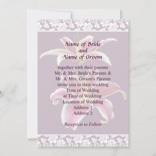 Zwei Stargazer Lilies Wedding Invitation Set Einladung (Vorderseite)