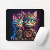 Zwei Steampunk-Kätzchen posieren Mousepad (Mit Mouse)