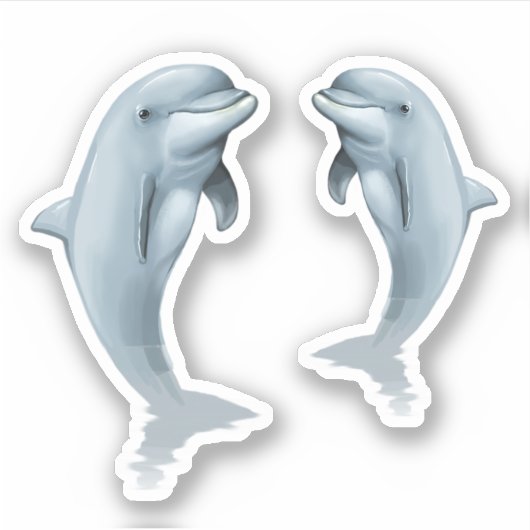 Zwei Stehende Delphinformgestanzte Stickers Sheet Aufkleber (Vorderseite)