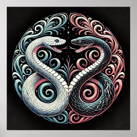Zwei stilisierte Schlangen Poster (Vorne)