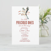 Zwei Storchen und zwei Babyduschen Einladung (Stehend Vorderseite)