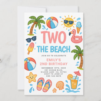 Zwei Strandbars Das 2. Party zum Geburtstag Einladung