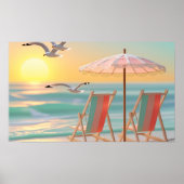 "Zwei Strandstühle am Meer" Poster (Vorne)