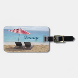 ZWEI STRANDSTÜHLE IN JAMAICA LUGGAGE TAG GEPÄCKANHÄNGER