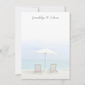 Zwei Strandstühle mit Mitteilungskarten für den St (Rückseite)