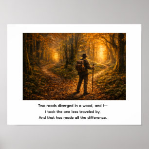 Zwei Straßen trennten sich in einem Wald, Poster