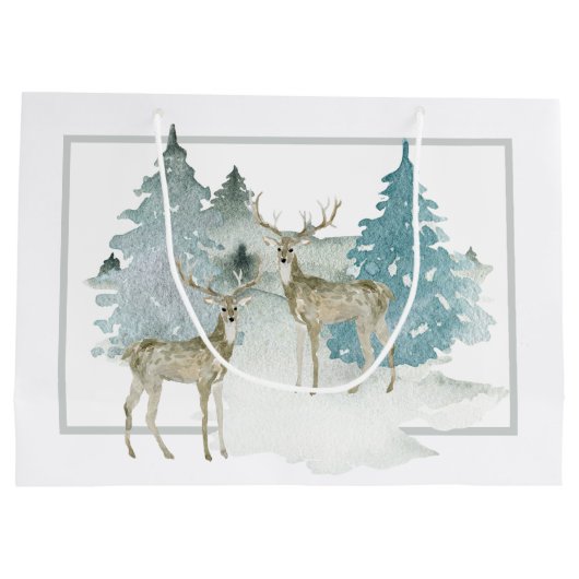 Zwei Stufen in einem Winterwald Personalisiert Große Geschenktüte (Rückseite)