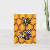 Zwei summende schwarze gelbe Hummel-Bienen auf Karte (Vorderseite)