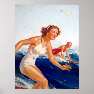 Zwei Surfer Girls von William Fulton Soare Poster