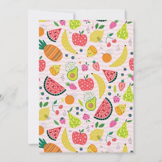 Zwei süß | Obst Party Geburtstag Einladung (Rückseite)