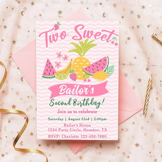 Zwei süß | Obst Party Geburtstag Einladung