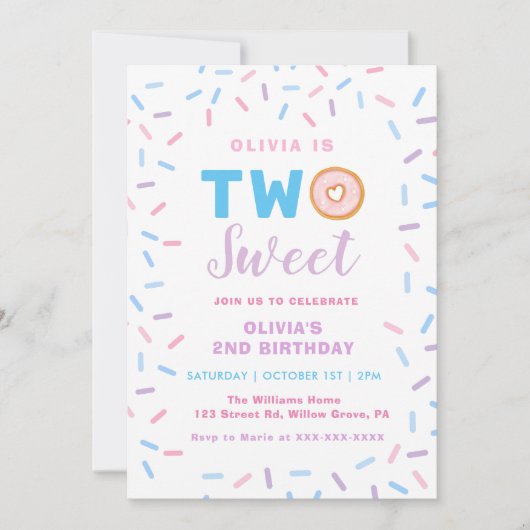 Zwei süße 2. Geburtstag Einladung (Vorderseite)