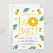 Zwei süße Ananas 2. Geburtstag Party Einladungspostkarte (Vorne/Hinten)