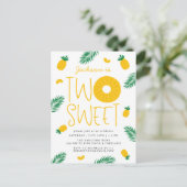 Zwei süße Ananas 2. Geburtstag Party Einladungspostkarte (Stehend Vorderseite)
