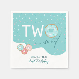 Zwei süße Aquamarine Mädchen 2. Geburtstag Party Serviette